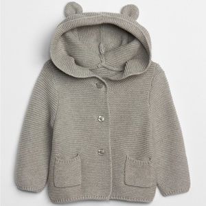 Grey knit hooded cardigan with ears